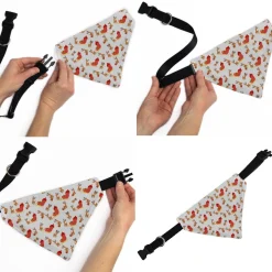 Pet Bandana - Holiday Santa Reindeers and Sleigh Collage White