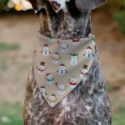 Pet Bandana - Holiday Snowman Poses Tan