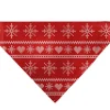 Pet Bandana - Holiday Sweater Stitch Hearts and Snowflakes Red/White