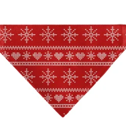 Pet Bandana - Holiday Sweater Stitch Hearts and Snowflakes Red/White