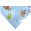 Pet Bandana - Holiday Winter Animals and Christmas Trees Collage Baby Blue