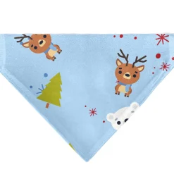 Pet Bandana - Holiday Winter Animals and Christmas Trees Collage Baby Blue