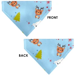 Pet Bandana - Holiday Winter Animals and Christmas Trees Collage Baby Blue