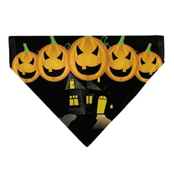 Pet Bandana - Jack-o'-Lanterns/Haunted House Black/Yellow