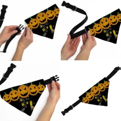 Pet Bandana - Jack-o'-Lanterns/Haunted House Black/Yellow