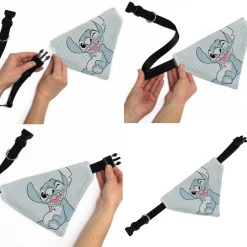 Pet Bandana - Lilo & Stitch Stitch Winking Pose and Polka Dots White/Blue