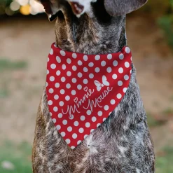 Pet Bandana - MINNIE MOUSE Autograph Script Polka Dot Red/White