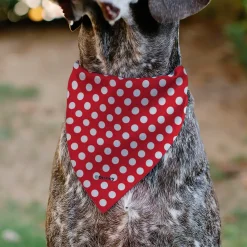 Pet Bandana - MINNIE MOUSE Autograph Script Polka Dot Red/White