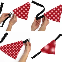 Pet Bandana - MINNIE MOUSE Autograph Script Polka Dot Red/White