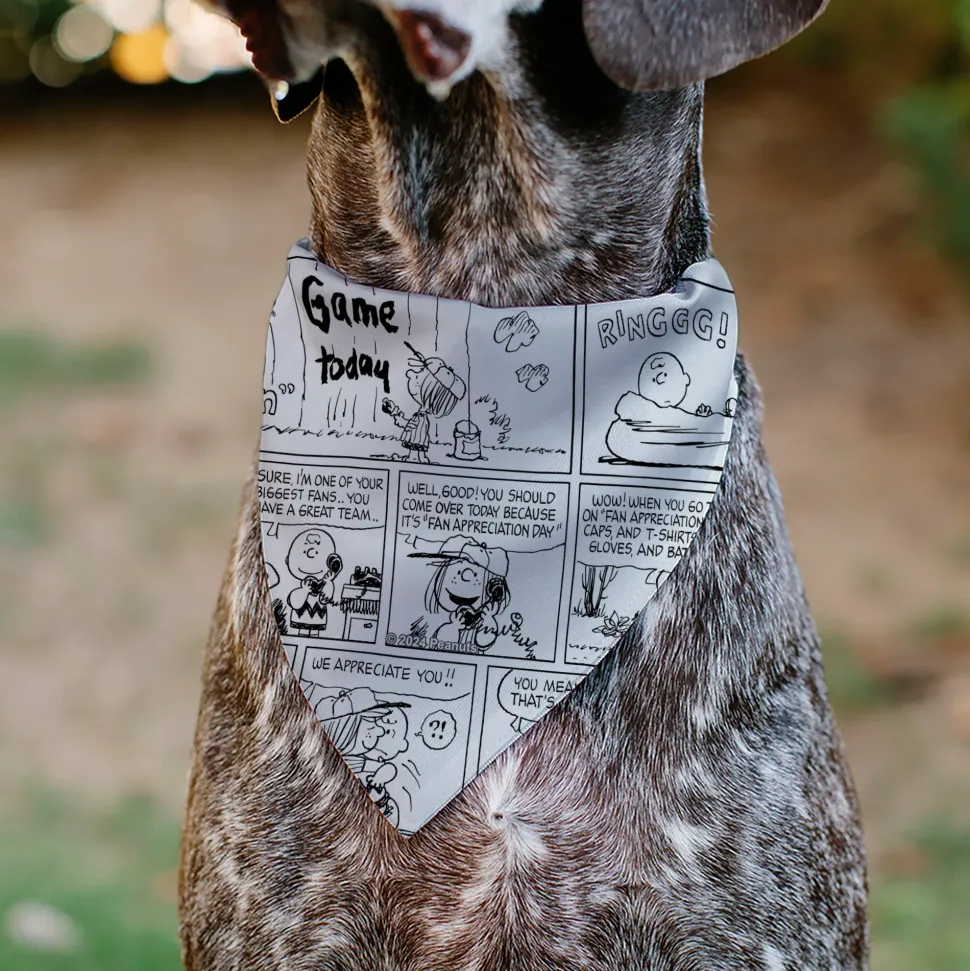 Pet Bandana - PEANUTS Good Ol Charlie Brown Comic Scene Blocks White/Black