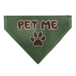 Pet Bandana - PET ME Text and Paw Olive/Pinks/Brown