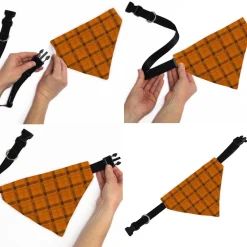 Pet Bandana - Plaid Orange/Brown
