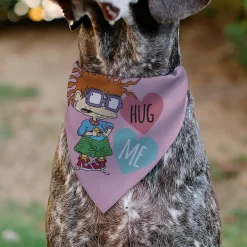 Pet Bandana - Rugrats Chuckie HUG ME Hearts Pose Pink