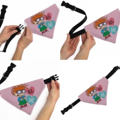 Pet Bandana - Rugrats Chuckie HUG ME Hearts Pose Pink