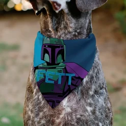 Pet Bandana - Star Wars FETT Text and Boba Fett Pop Art Pose Blues