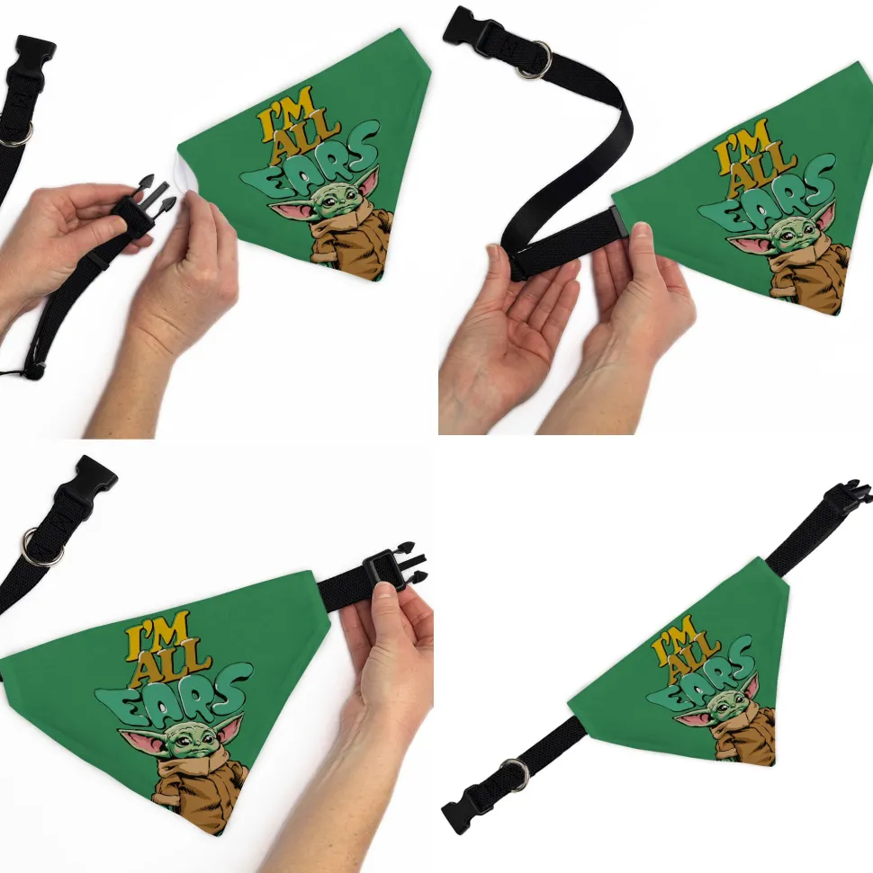 Pet Bandana - Star Wars Grogu I'M ALL EARS Pose Green