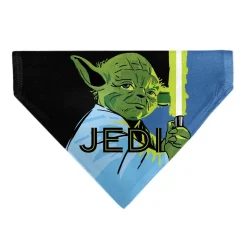 Pet Bandana - Star Wars JEDI Text and Yoda Lightsaber Pop Art Pose Black/Blues