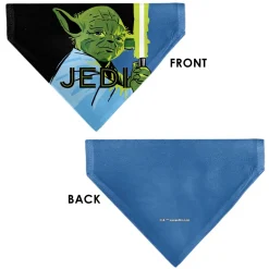 Pet Bandana - Star Wars JEDI Text and Yoda Lightsaber Pop Art Pose Black/Blues