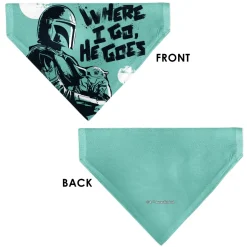 Pet Bandana - Star Wars The Madalorian and Grogu WHERE HE GOES I GO Pose Blue/Black