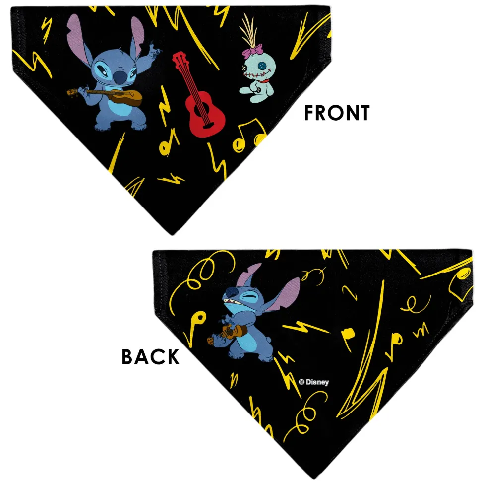 Pet Bandana - Stitch and Scrump Ukulele Jam Pose Black/Yellow