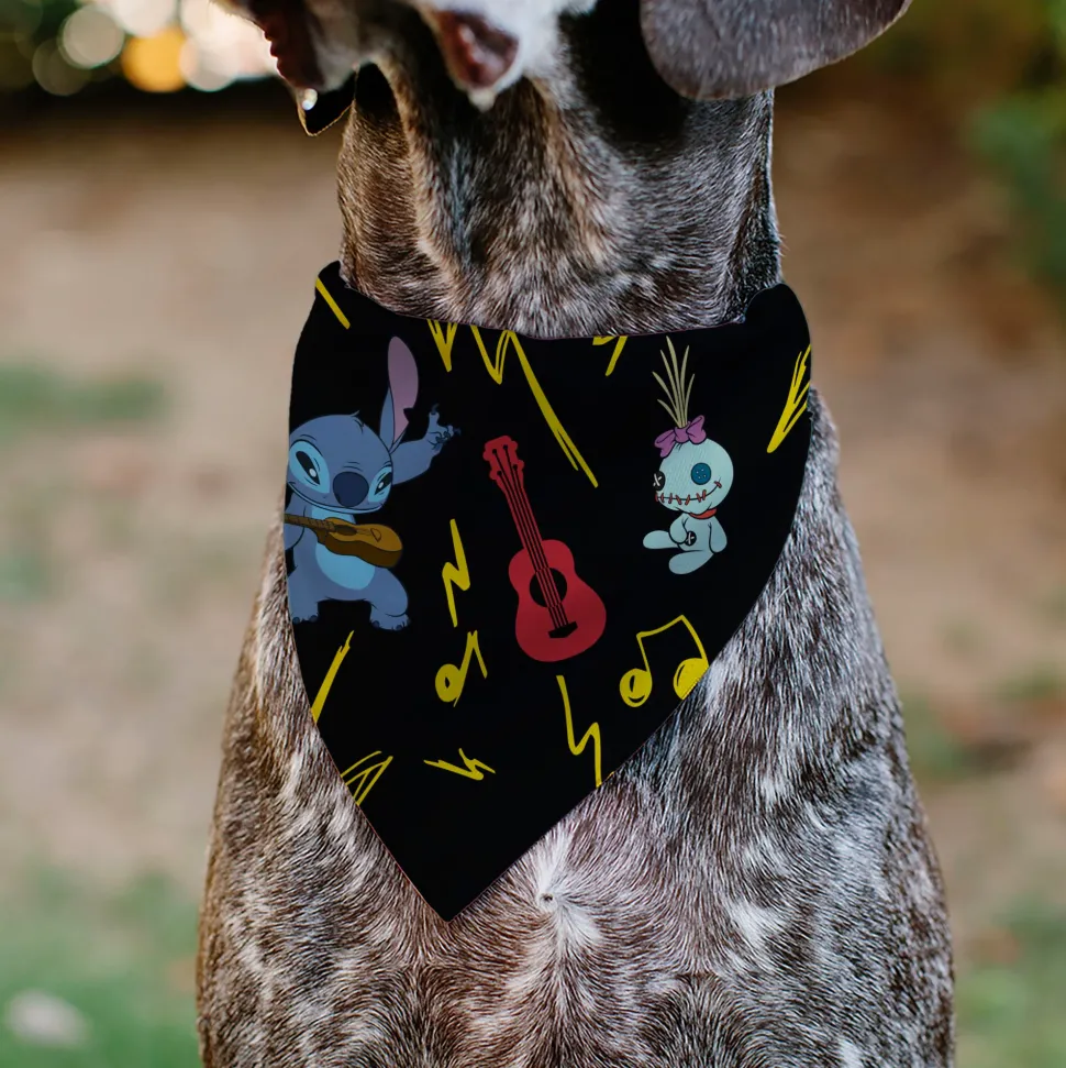 Pet Bandana - Stitch and Scrump Ukulele Jam Pose Black/Yellow