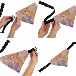 Pet Bandana - Tangled Rapunzel and Pascal Flowers Pose Pinks