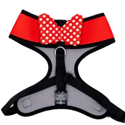 Pet Harness - Minnie Mouse Ears and Bow Icon with Autograph Red and Bow Applique Polka Dot Red/White
