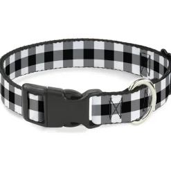 Plastic Clip Collar - Buffalo Plaid Black/White