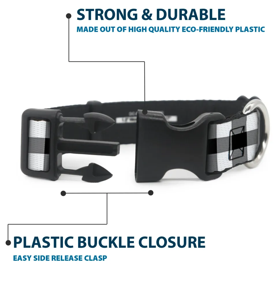 Plastic Clip Collar - Buffalo Plaid Black/White