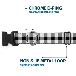 Plastic Clip Collar - Buffalo Plaid Black/White