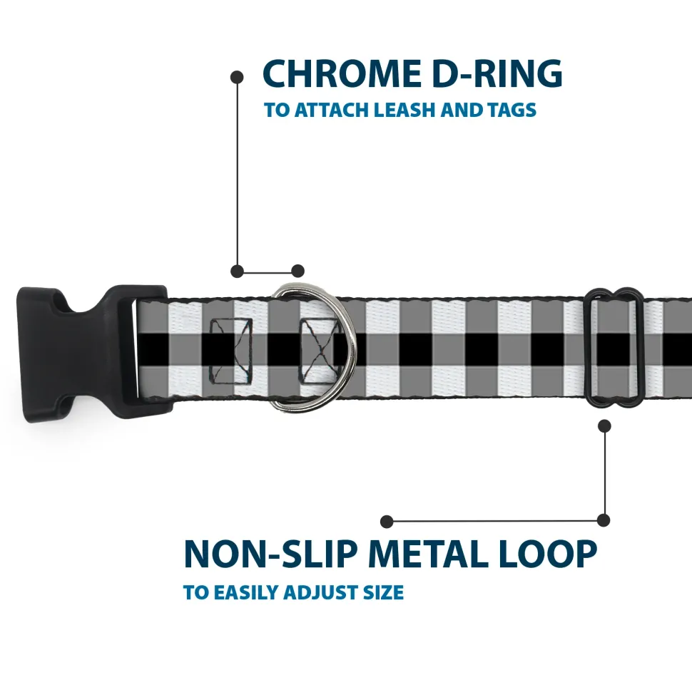 Plastic Clip Collar - Buffalo Plaid Black/White