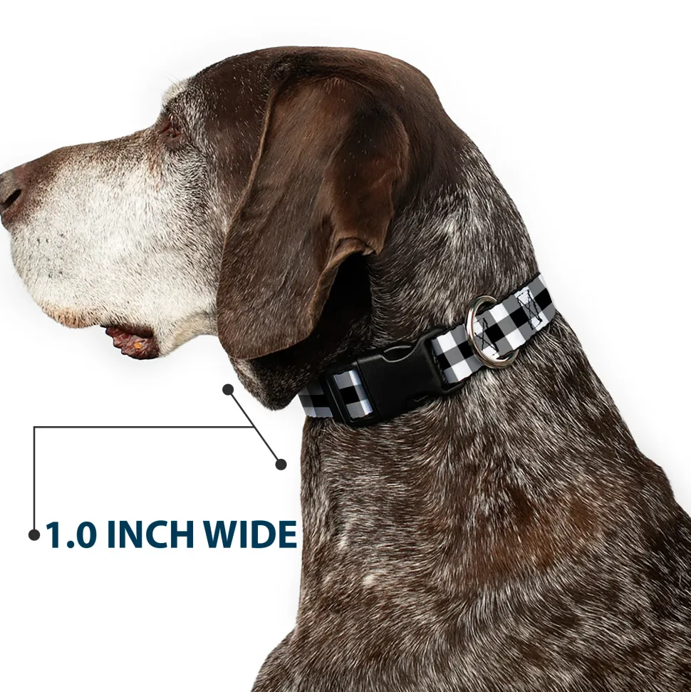 Plastic Clip Collar - Buffalo Plaid Black/White