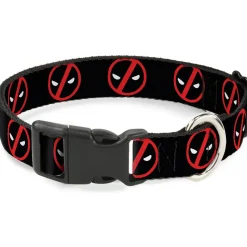Plastic Clip Collar - Deadpool Logo2 Black/Red/White