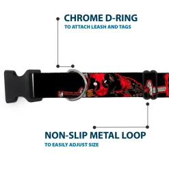 Plastic Clip Collar - Deadpool 2-Action Poses/Splatter Logo Black/Red/White