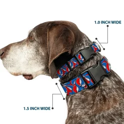 Plastic Clip Collar - Grateful Dead Steal Your Face Logo Stacked Red/White/Blue