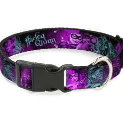 Plastic Clip Collar - HARLEY QUINN Pow & Aiming Poses/Joker Sketch Black/Turquoise/Fuchsia