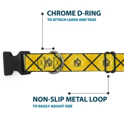 Plastic Clip Collar - Harry Potter Hufflepuff Crest Plaid Yellows/Gray