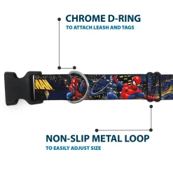 Plastic Clip Collar - SPIDER-MAN Title Logo and Action Skyline Poses