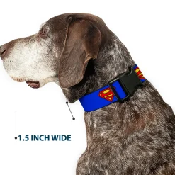Plastic Clip Collar - Superman Shield Blue