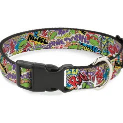 Plastic Clip Collar - Teenage Mutant Ninja Turtles Sticker Slaps Collage White/Multi Color