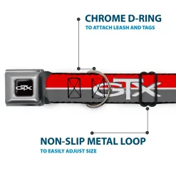 Plymouth GTX Emblem Full Color Black/Silver Fade/White Seatbelt Buckle Collar - Plymouth GTX Emblem/Stripe Red/White/Grays