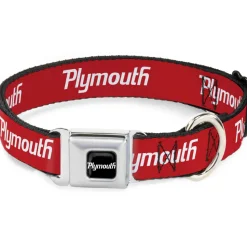 PLYMOUTH Text Logo Full Color Black/White Seatbelt Buckle Collar - PLYMOUTH Text Logo Red/White
