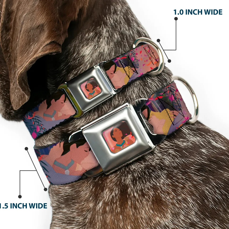 Pocahontas Colors of the Wind Full Color Seatbelt Buckle Collar - Pocahontas & John Smith Scenes