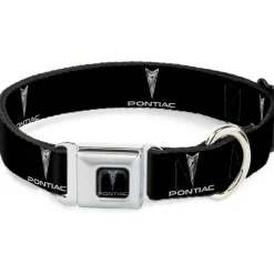 Pontiac Black/Silver Seatbelt Buckle Collar - Pontiac Black/Silver Logo REPEAT