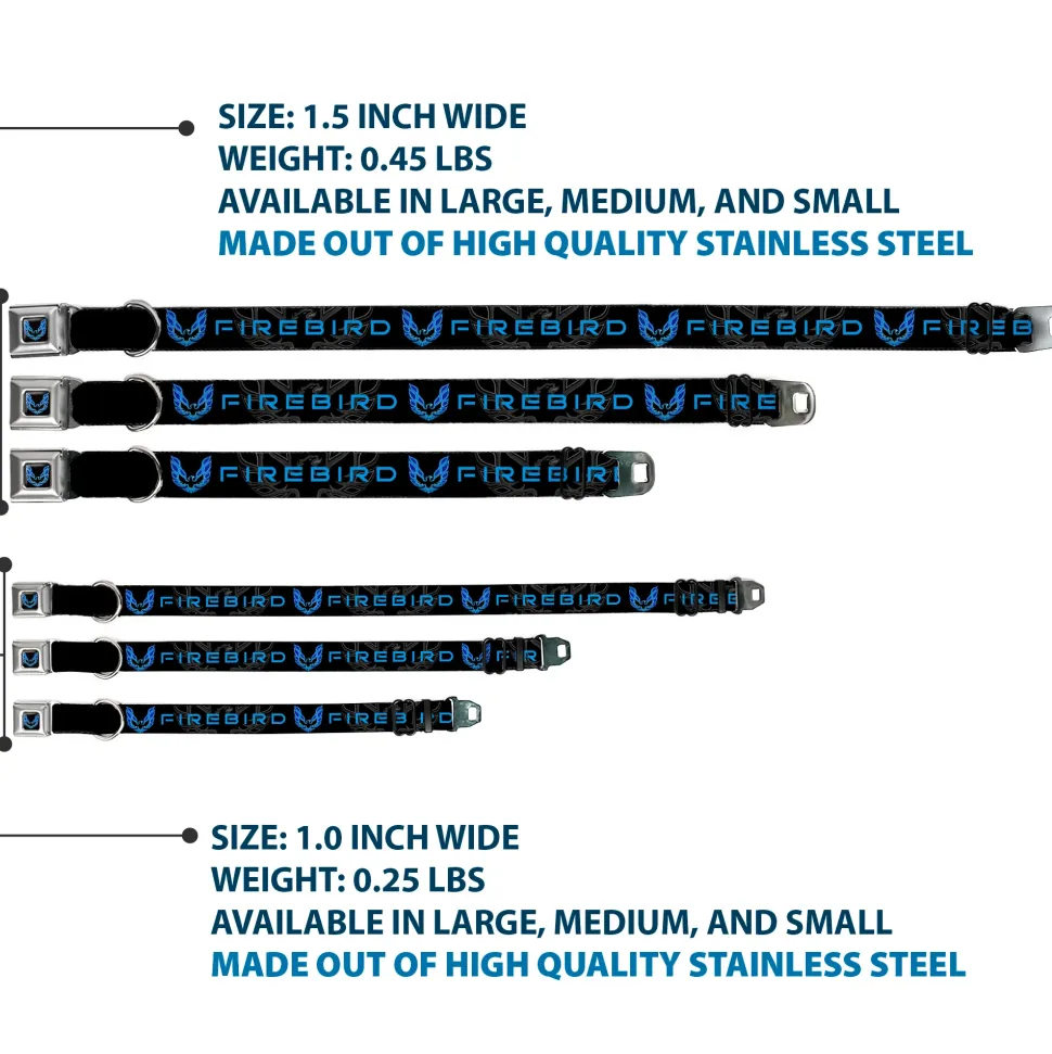 Pontiac Firebird Logo Black/Blues Seatbelt Buckle Collar - Pontiac FIREBIRD/Logo Black/Grays/Blues