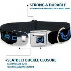 Pontiac Firebird Logo Black/Blues Seatbelt Buckle Collar - Pontiac FIREBIRD/Logo Black/Grays/Blues