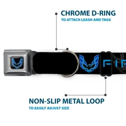 Pontiac Firebird Logo Black/Blues Seatbelt Buckle Collar - Pontiac FIREBIRD/Logo Black/Grays/Blues