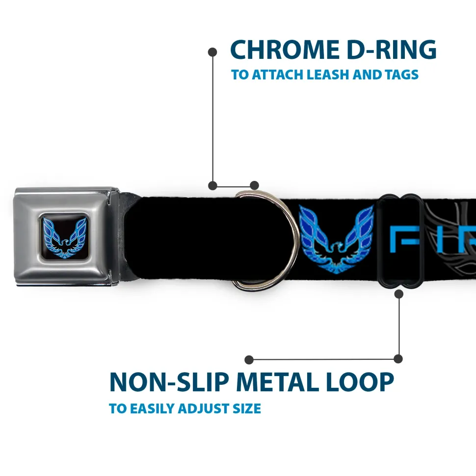Pontiac Firebird Logo Black/Blues Seatbelt Buckle Collar - Pontiac FIREBIRD/Logo Black/Grays/Blues