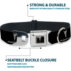Pontiac Seatbelt Buckle Collar - Pontiac Black/Silver Logo REPEAT