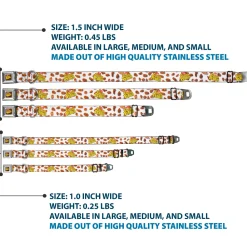 POST COCOA PEBBLES Logo Full Color Brown/Yellows Seatbelt Buckle Collar - POST COCOA PEBBLES Logo and Cereal Pebbles Scattered White/Browns